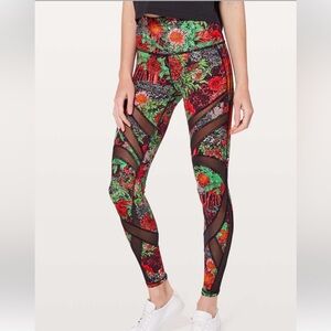 Lululemon Medium size 8 Floral Patterned Leggings with Black Accents